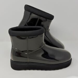 Koolaburra by UGG Waterproof Ankle Rain Boots Black Faux Shearling Womens Size 8